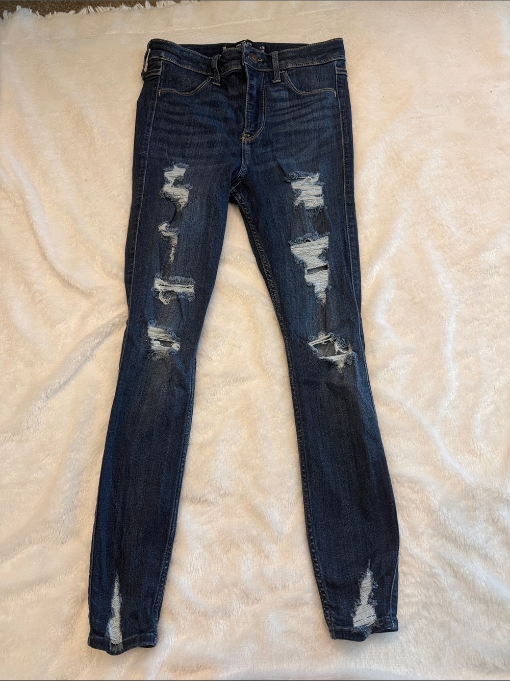 Hollister Dark Blue Ripped Skinny Jeans sz 3 26x26